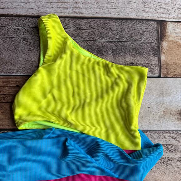 Beach Riot Swimsuit One Piece Carlie Retro Brights Colorblock XS Beach Vacation - Picture 5 of 9